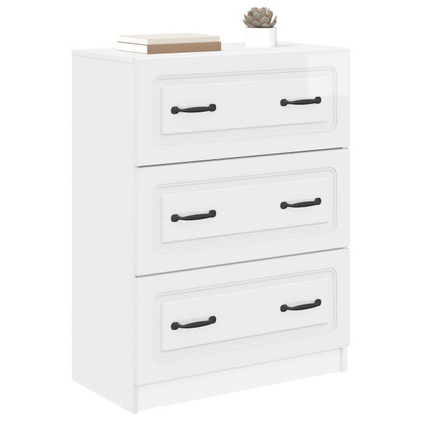 Чекмеджетен шкаф Бял гланц 66 x 34,5 x 87 см