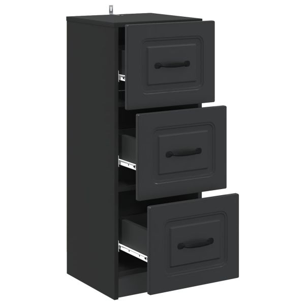 Чекмеджетен шкаф Черно 33 x 34,5 x 87 см Инженерна дървесина