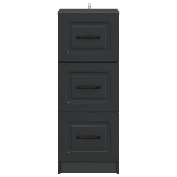 Чекмеджетен шкаф Черно 33 x 34,5 x 87 см Инженерна дървесина