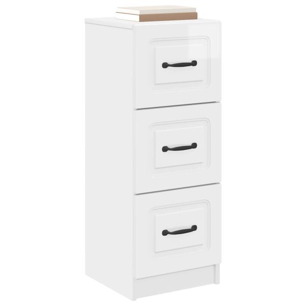 Чекмеджетен шкаф Бял гланц 33 x 34,5 x 87 см