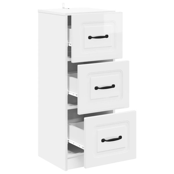 Чекмеджетен шкаф Бял гланц 33 x 34,5 x 87 см