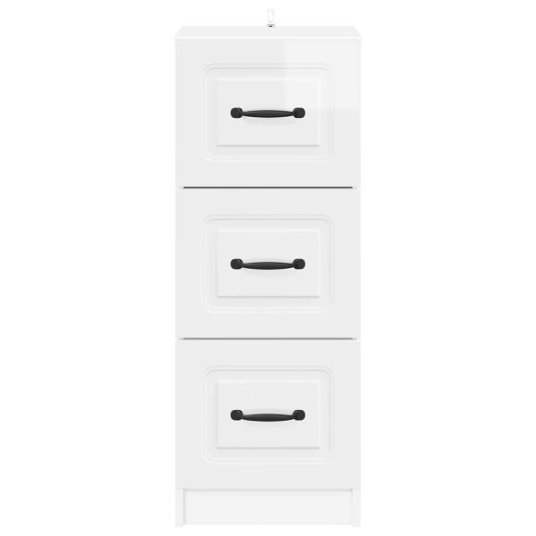 Чекмеджетен шкаф Бял гланц 33 x 34,5 x 87 см