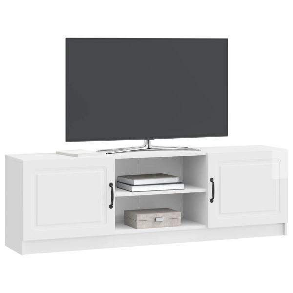 ТВ шкаф Бял гланц 150 x 31 x 47 см Инженерна дървесина