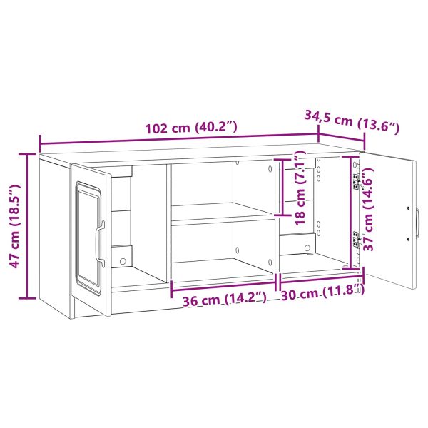 ТВ шкаф Бял гланц 102 x 34,5 x 47 см Инженерна дървесина