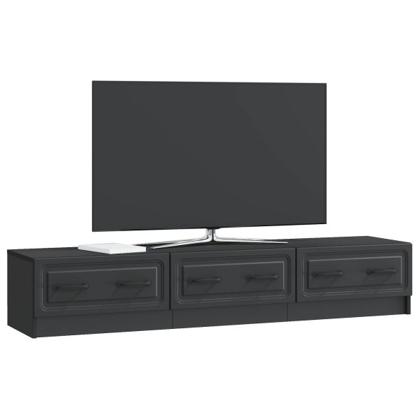 ТВ шкаф с чекмедже Черно 147 x 34,5 x 27 см Инженерна дървесина
