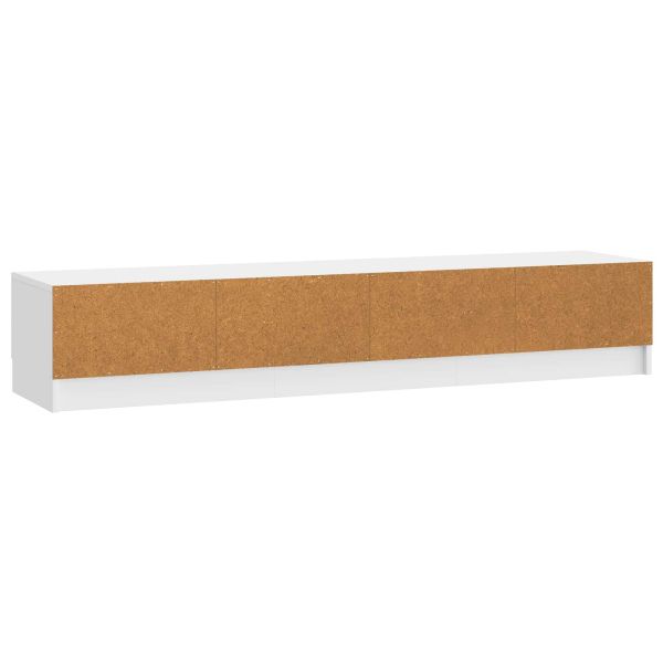 ТВ шкаф Бял гланц 147 x 34,5 x 27 см Инженерна дървесина