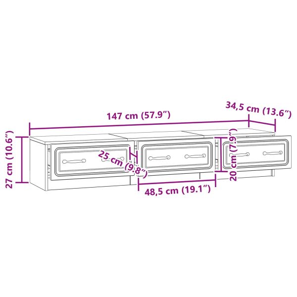 ТВ шкаф Опушен дъб 147 x 34,5 x 27 см Инженерна дървесина
