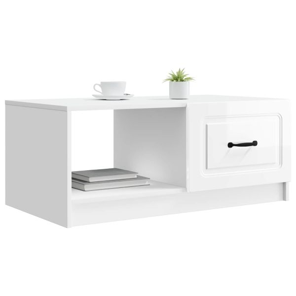 Масичка за кафе Бял гланц 90 x 50 x 37 см Инженерна дървесина
