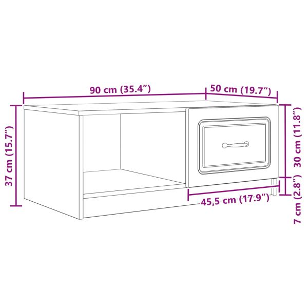 Масичка за кафе Опушен дъб 90 x 50 x 37 см Инженерна дървесина