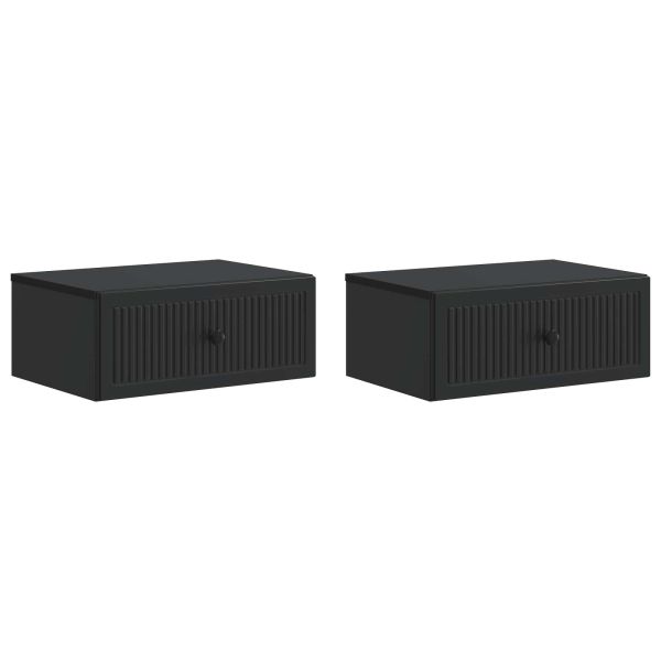 Нощен шкаф 2 pcs Черно 49 x 34,5 x 20 см Инженерна дървесина