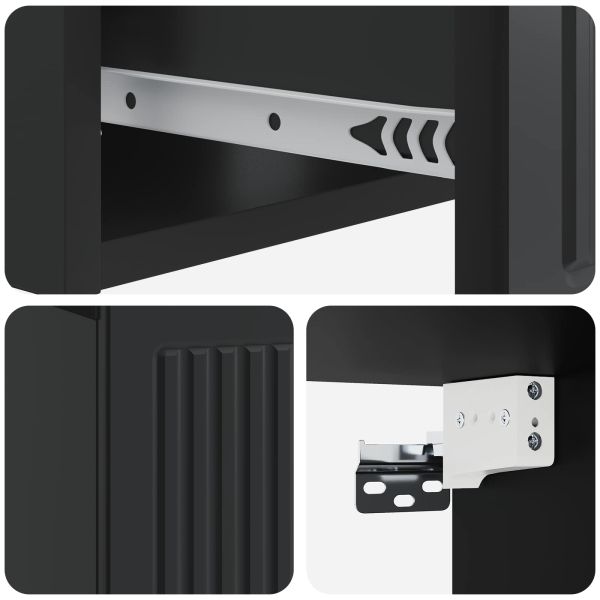 Нощен шкаф 2 pcs Черно 49 x 34,5 x 20 см Инженерна дървесина