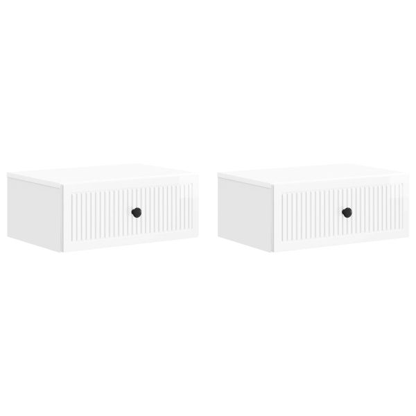 Нощен шкаф с чекмедже 2 pcs Бял гланц 49 x 34,5 x 20 см
