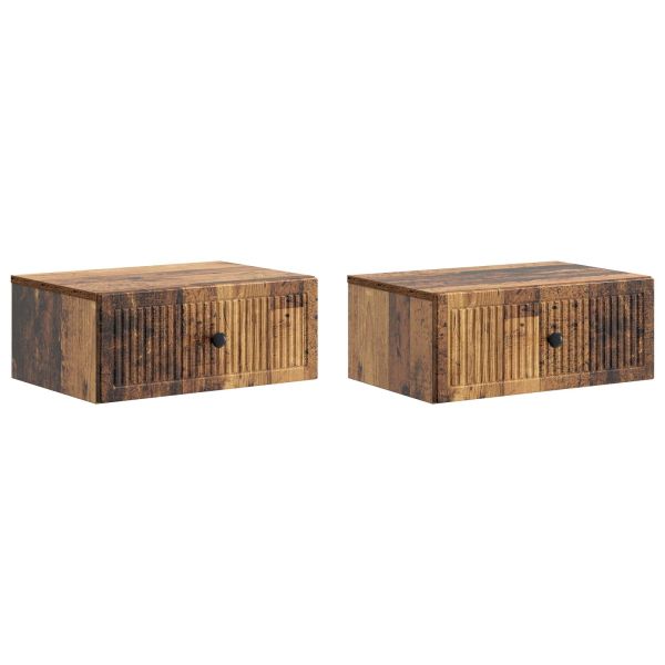 Нощен шкаф с чекмедже 2 pcs Старо дърво 49 x 34,5 x 20 см