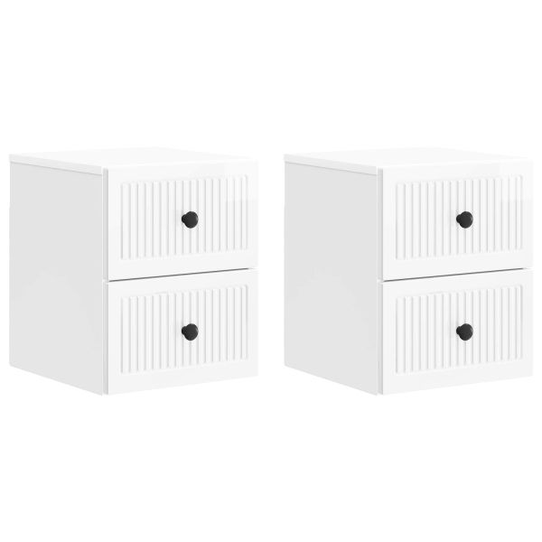 Спален шкаф с монтаж на стена 2 pcs Бял гланц 33 x 34,5 x 40 см