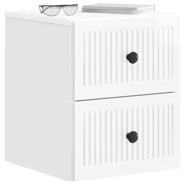 Спален шкаф с монтаж на стена 2 pcs Бял гланц 33 x 34,5 x 40 см