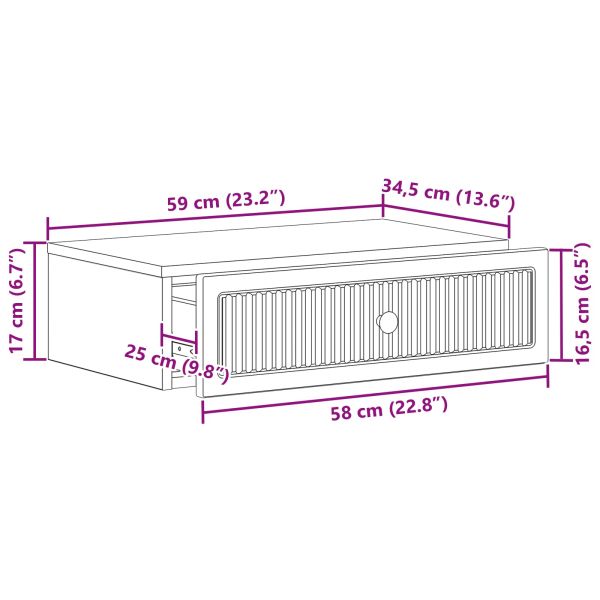 Стенен страничен масичка Опушен дъб 59 x 34,5 x 17 см