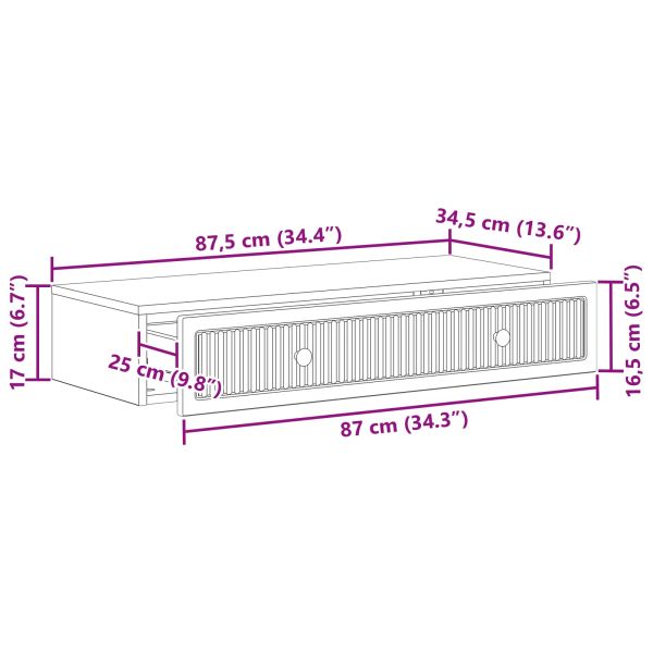 Стенен страничен масичка Сива сонома 87,5 x 34,5 x 17 см