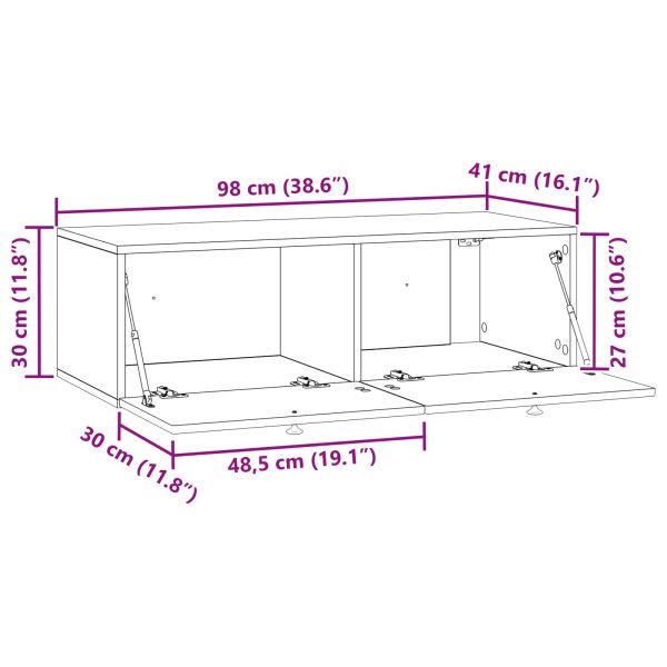 Стенно монтиран ТВ шкаф Черно 98 x 41 x 30 см