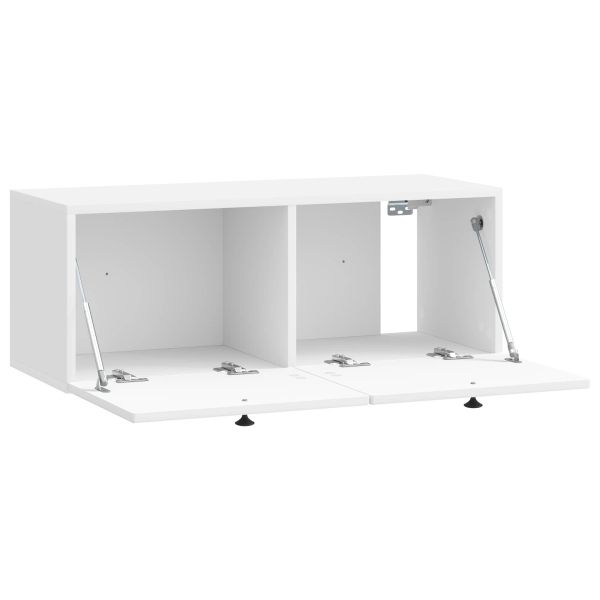 Стенно монтиран ТВ шкаф Бял гланц 78,5 x 31 x 30 см