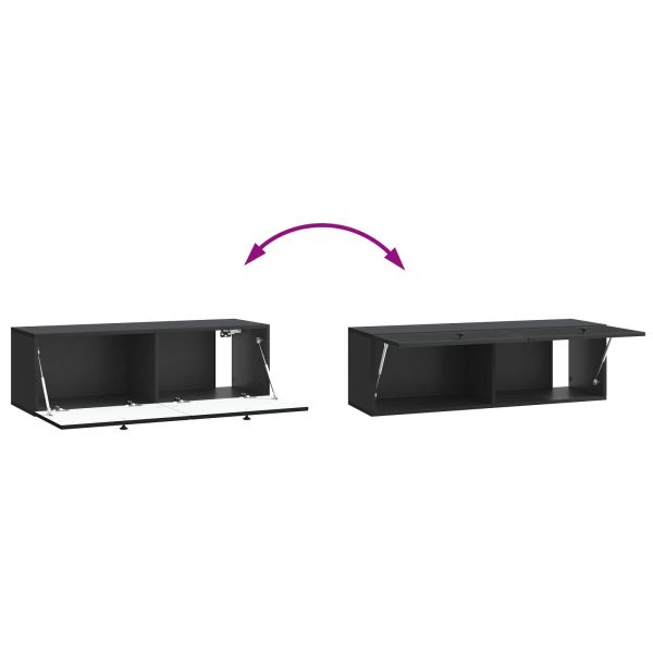 Стенно монтиран ТВ шкаф Черно 98 x 31 x 30 см