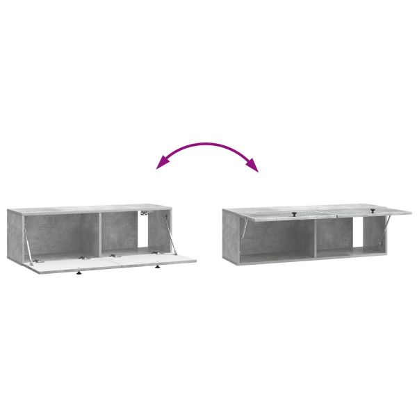 Стенно монтиран ТВ шкаф Бетонно сиво 98 x 31 x 30 см