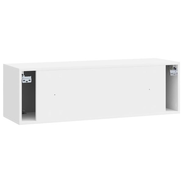 Стенно монтиран ТВ шкаф Бял гланц 98 x 31 x 30 см