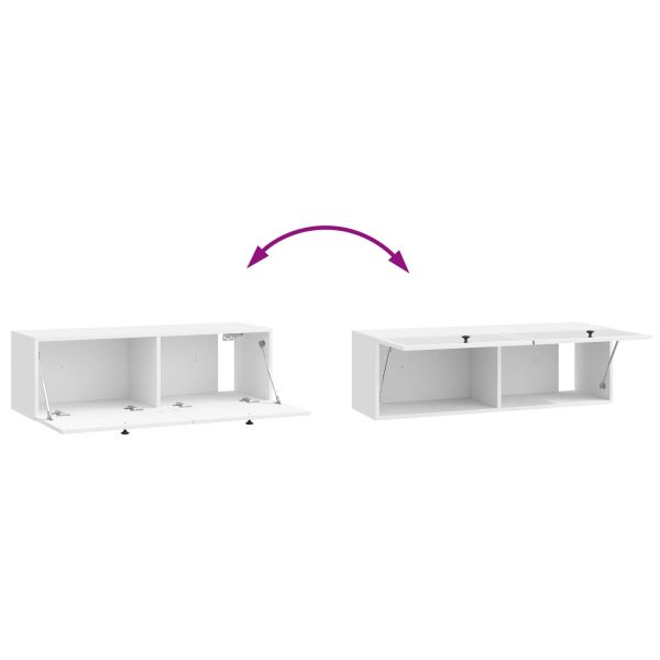 Стенно монтиран ТВ шкаф Бял гланц 98 x 31 x 30 см