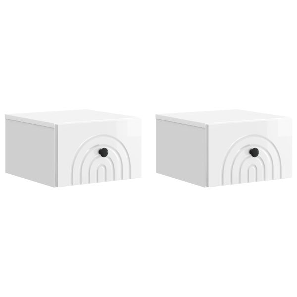 Спален шкаф с монтаж на стена 2 pcs Бял гланц 33 x 34,5 x 20 см