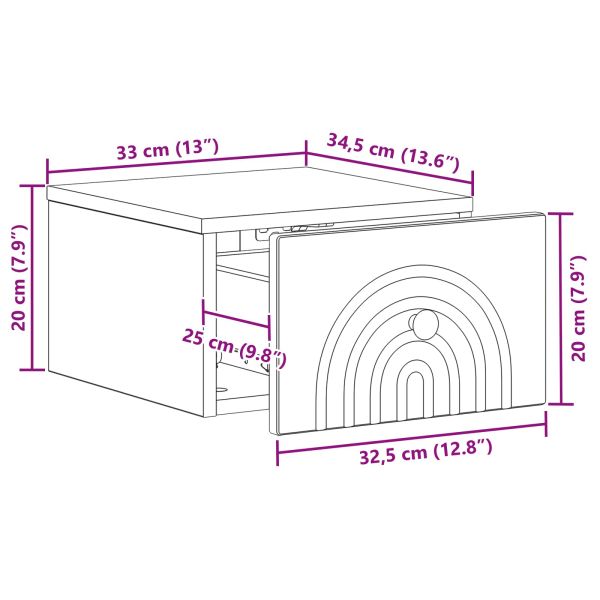 Спален шкаф с монтаж на стена Старо дърво 33 x 34,5 x 20 см