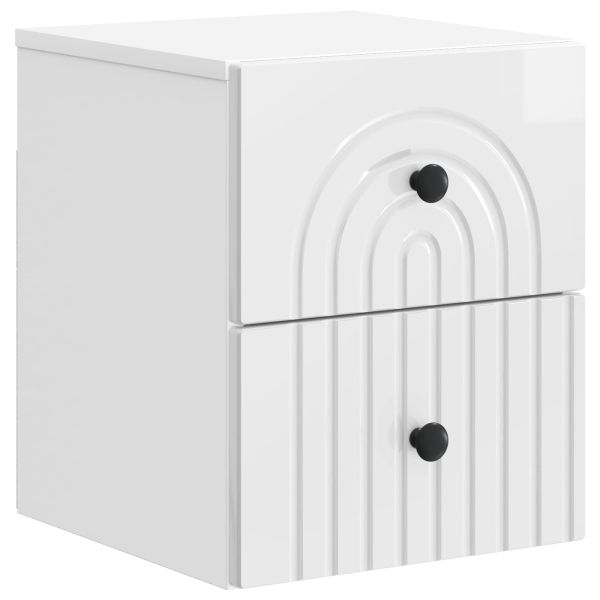 Спален шкаф с монтаж на стена 2 pcs Бял гланц 33 x 34,5 x 40 см