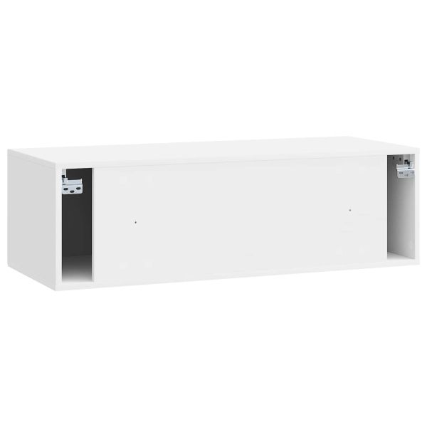 Стенно монтиран ТВ шкаф Бял гланц 98 x 41 x 30 см