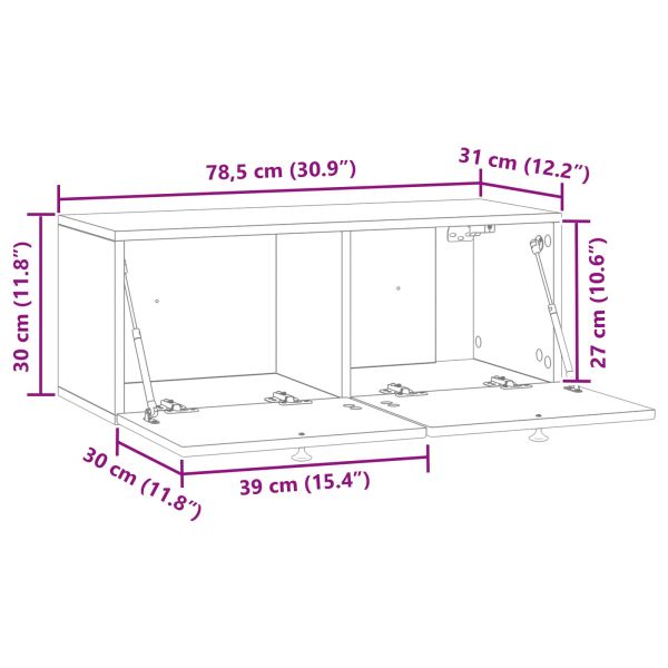 Стенно монтиран ТВ шкаф Дъб артизан 78,5 x 31 x 30 см