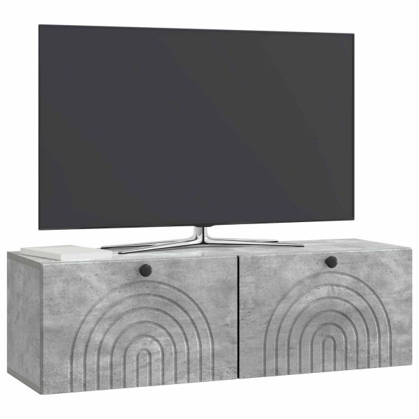 Стенно монтиран ТВ шкаф Бетонно сиво 98 x 31 x 30 см