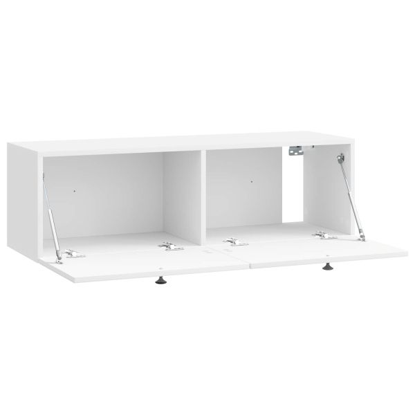 Стенно монтиран ТВ шкаф Бял гланц 98 x 31 x 30 см