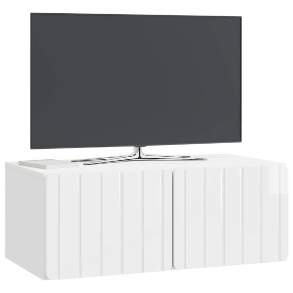 Стенно монтиран ТВ шкаф Бял гланц 78,5 x 41 x 30 см