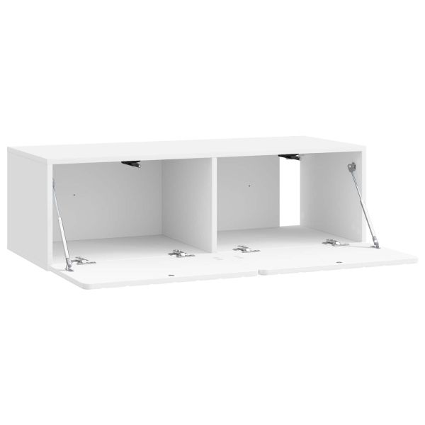 Стенно монтиран ТВ шкаф Бял гланц 98 x 41 x 30 см