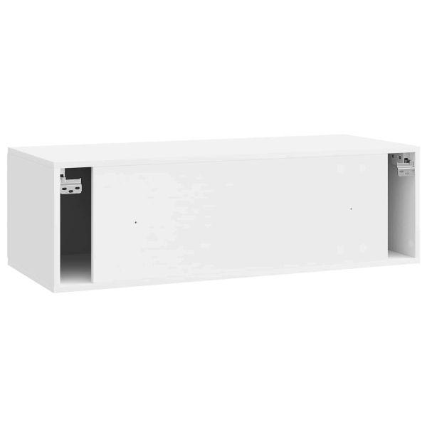 Стенно монтиран ТВ шкаф Бял гланц 98 x 41 x 30 см