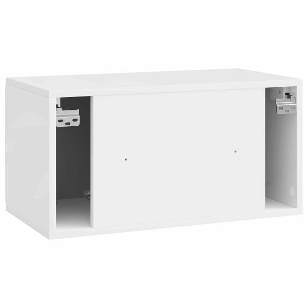 Стенно монтиран ТВ шкаф Бял гланц 59,5 x 31 x 30 см