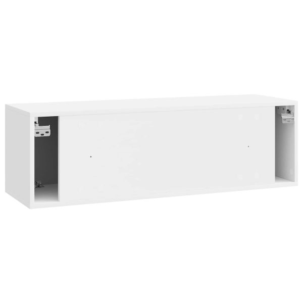 Стенно монтиран ТВ шкаф Бял гланц 98 x 31 x 30 см