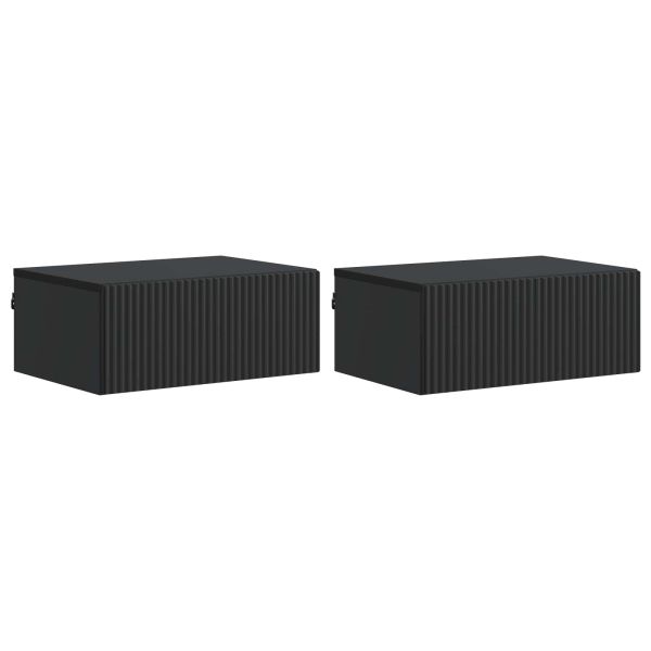 Спален шкаф с монтаж на стена 2 pcs Черно 49 x 34,5 x 20 см