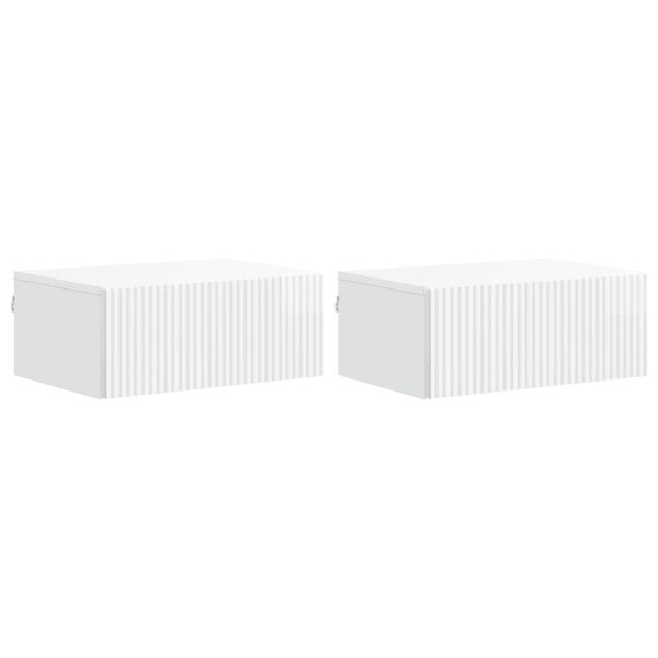Спален шкаф с монтаж на стена 2 pcs Бял гланц 49 x 34,5 x 20 см
