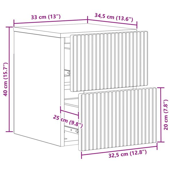 Спален шкаф с монтаж на стена Дъб сонома 33 x 34,5 x 40 см