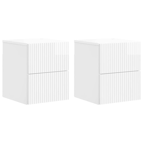 Спален шкаф с монтаж на стена 2 pcs Бял гланц 33 x 34,5 x 40 см
