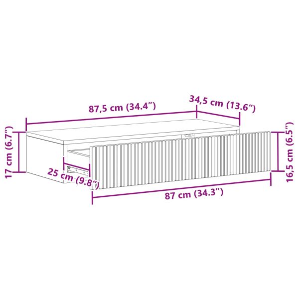 Стенен страничен масичка Черно 87,5 x 34,5 x 17 см