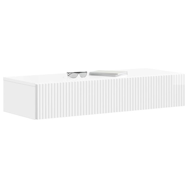 Стенен страничен масичка Бял гланц 87,5 x 34,5 x 17 см