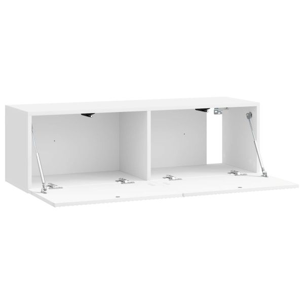 Стенно монтиран ТВ шкаф Бял гланц 98 x 31 x 30 см