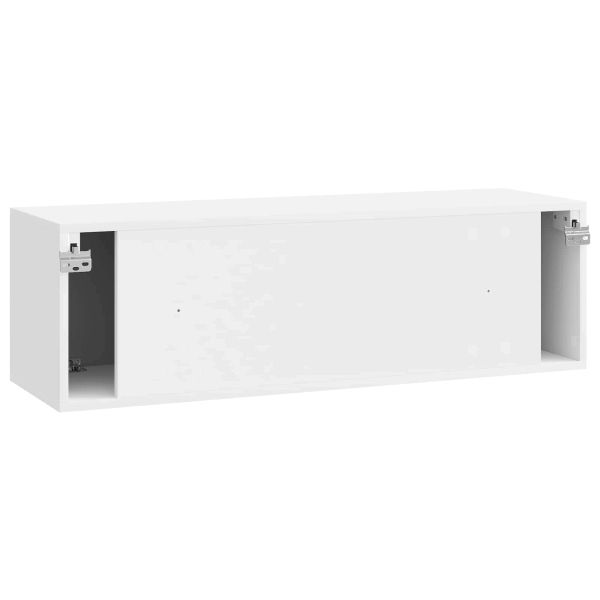 Стенно монтиран ТВ шкаф Бял гланц 98 x 31 x 30 см
