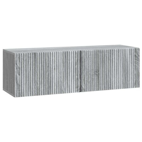 Стенно монтиран ТВ шкаф Сива сонома 98 x 31 x 30 см