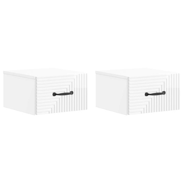 Спален шкаф с монтаж на стена 2 pcs Бял гланц 34,5 x 33 x 20 см