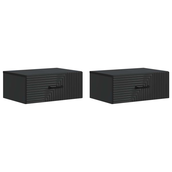 Спален шкаф с монтаж на стена 2 pcs Черно 49 x 34,5 x 20 см